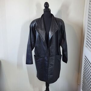 General Clothing Co. Women's Full Length Black Leather Coat